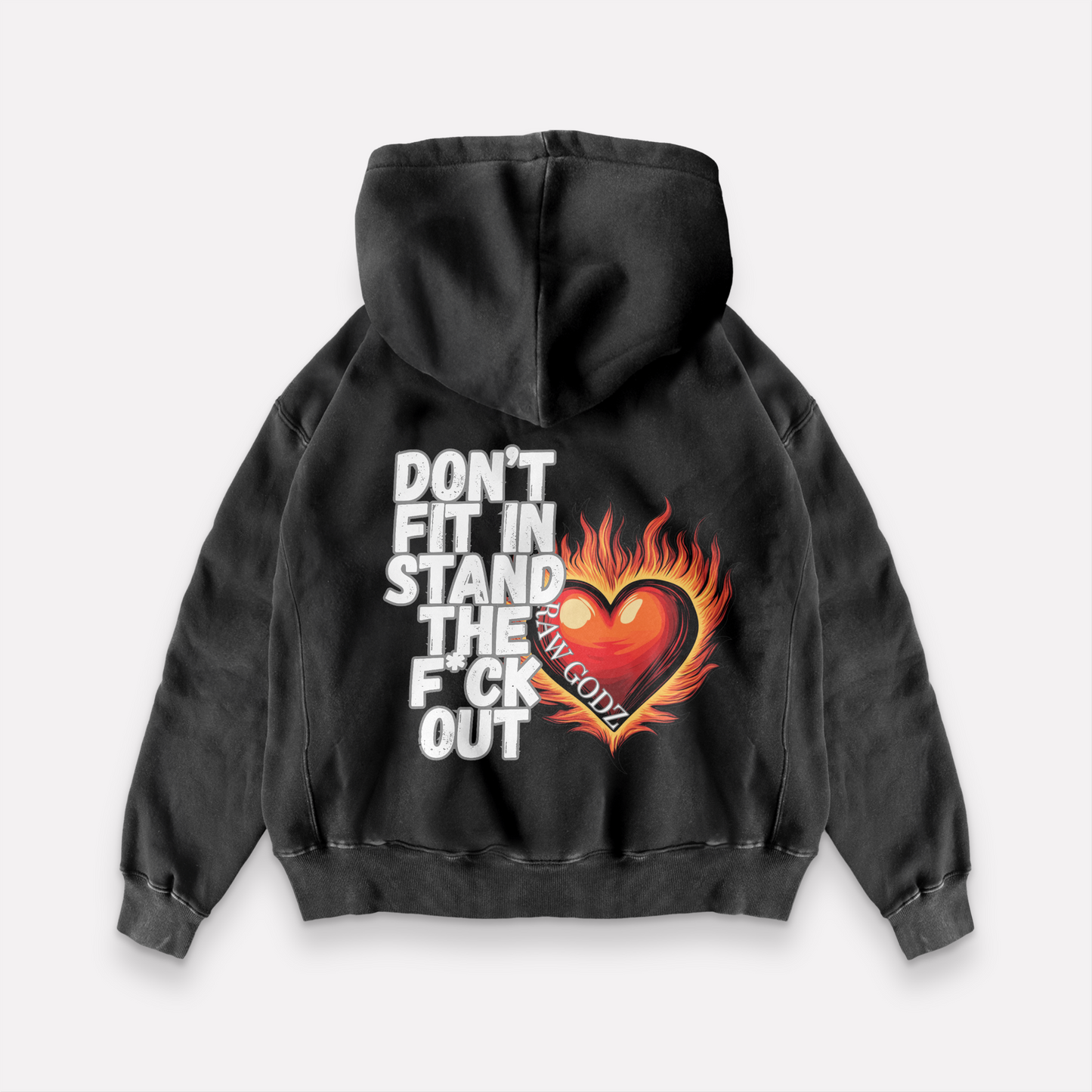 Oversized Heart Flamed Hoodie