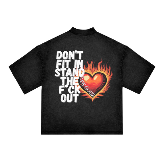 Oversized Heart Flamed T shirt